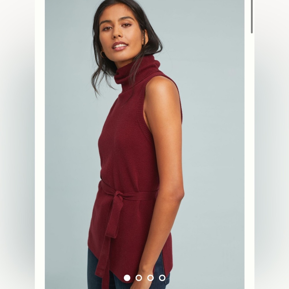 Anthropology Belted sleeveless turtleneck